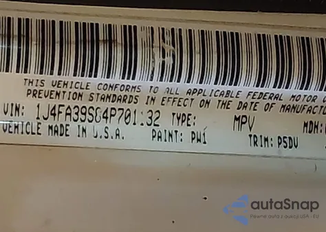 2004 Jeep Wrangler X z USA, uszkodzony, nr VIN 1J4FA39S84P701132